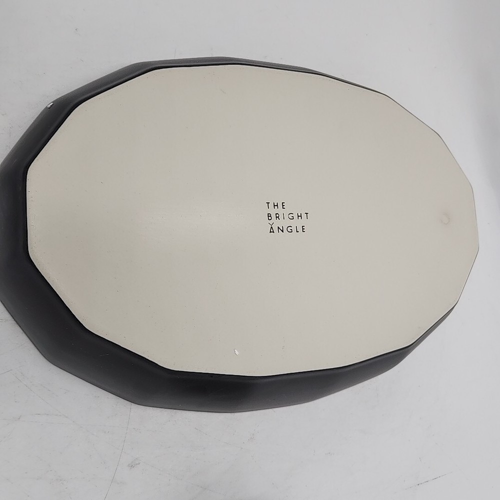 NEW Bright Angle Ceramic Serving Dish 15" Geometric Grey