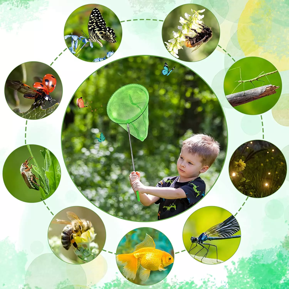 Insect Butterfly Net with 8" Ring Handle Extends to 34" Telescopic Catching Bug