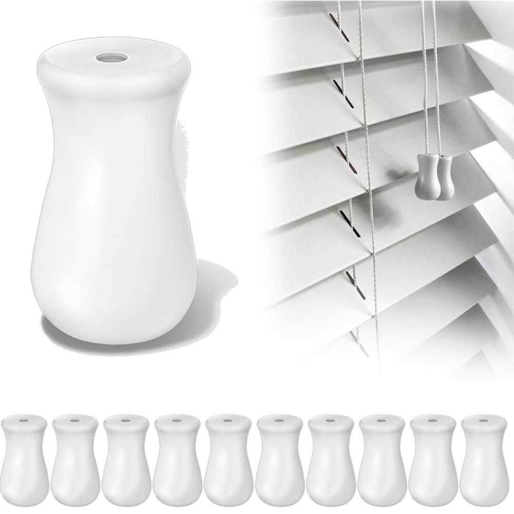 InnoHHustle 10 Pcs White Plastic Cord Tassel Blind Pull Knobs Wood...