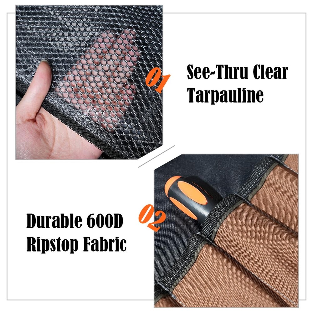 23-Pocket Canvas Tool Roll, Heavy-Duty Tool Wrap Roll, Waterproof Canvas Roll...