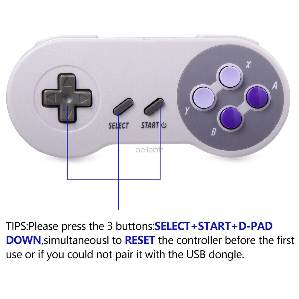 1/2 Wireless SNES USB Super NES Controller Joypad for Mac RetroPie Raspberry Pi