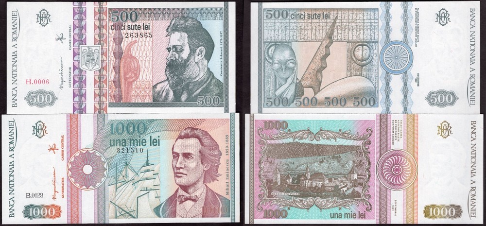 Romania. Six Banknotes. Details Below.