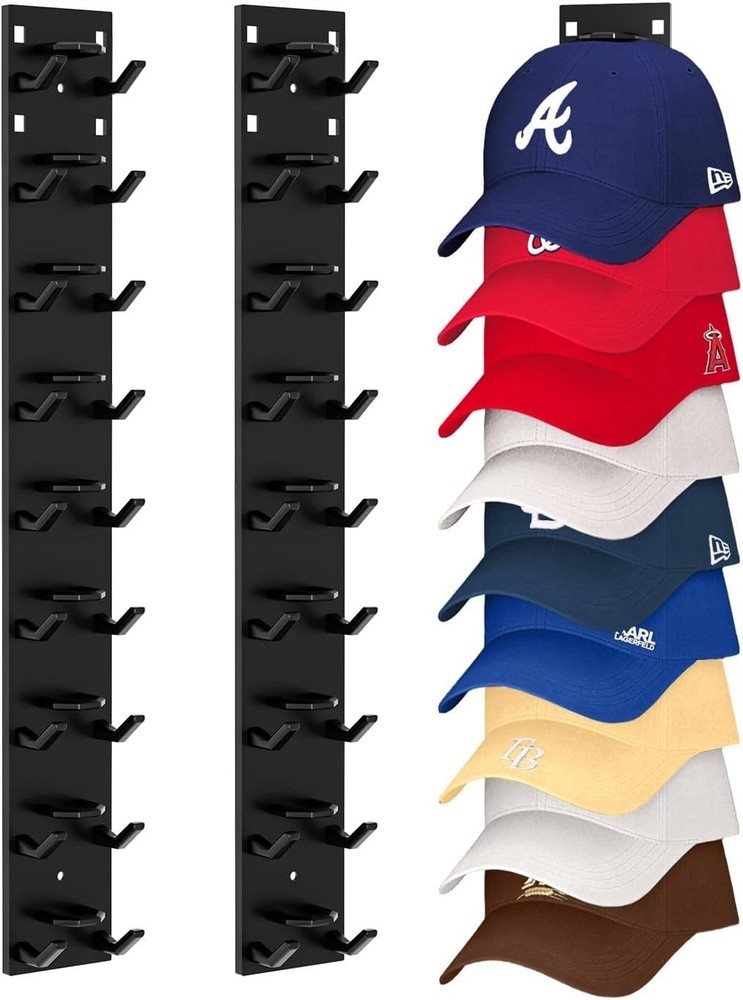 Hat Organizer Baseball Caps 2-Pack Strong Adhesive Hat Rack Wall Multi-layer Hat