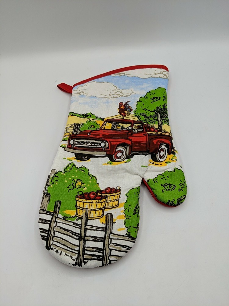 Oven Mitt Antique Red Truck
