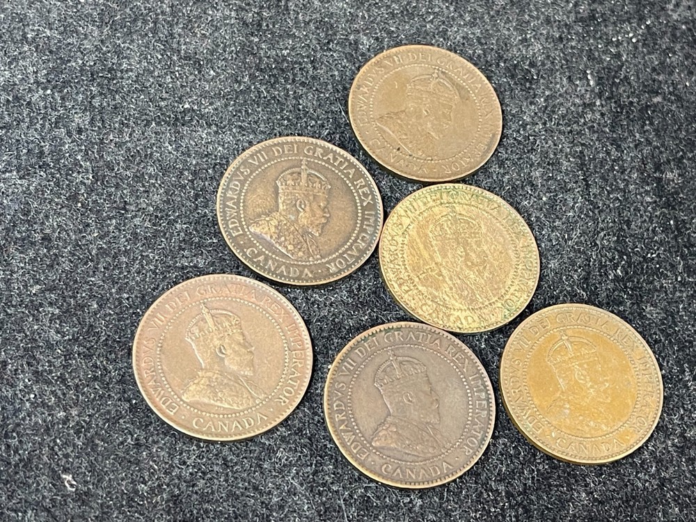 Assorted Canada Large Cent 6 Coins Lot Great Condition High Value