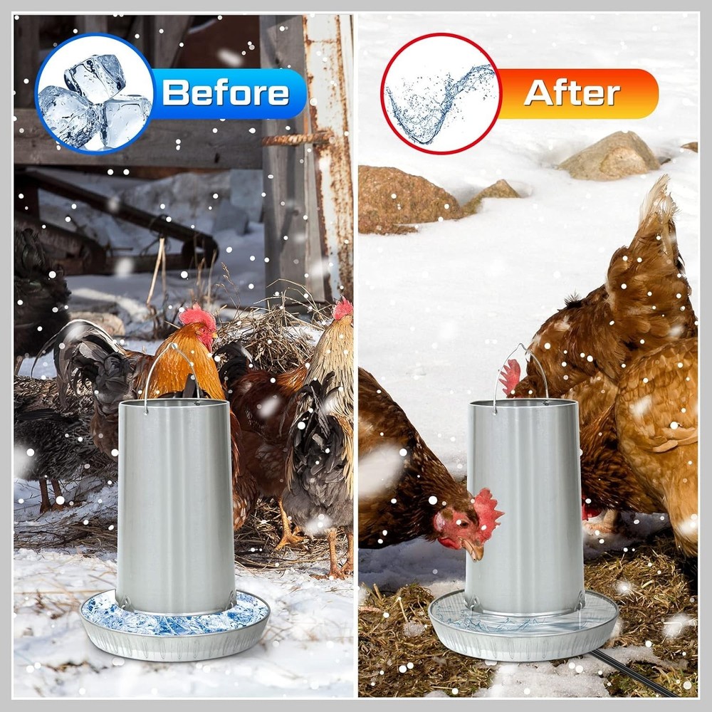 Energy-Efficient Chicken Water Heater for Cold Weather - Metal Bucket Approved