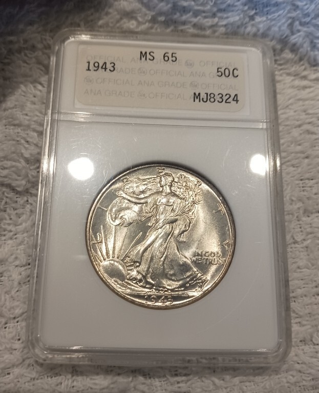 1943 50C Walking Liberty Half Dollar MS-65 Semi PL First Generation ANA Holder