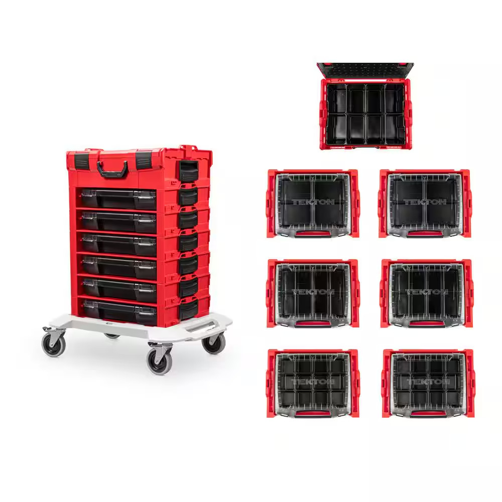 6-Drawer Modular Stacking Parts Organizer Cart (56 Compartments)