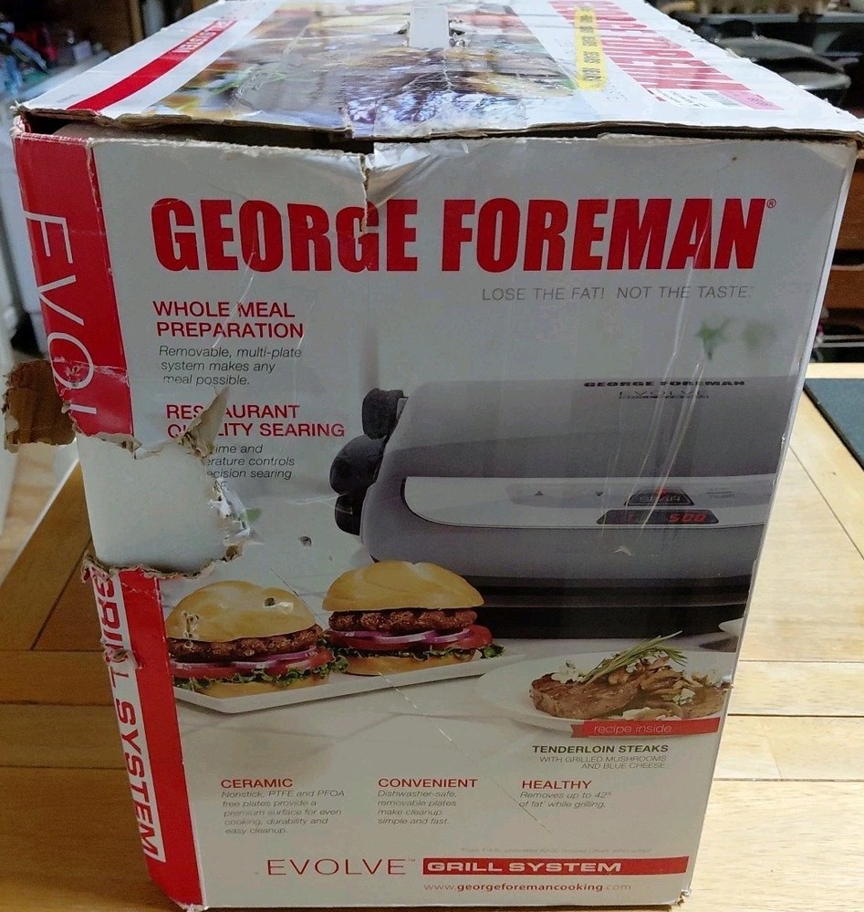George Foreman Evolve Grill System Silver GRP4842P – Sear Timer, Clean, Tested