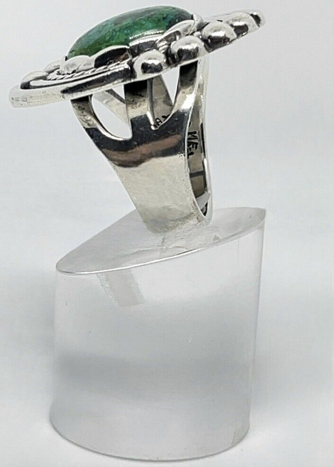Taxco Mexico Sterling Silver Chrysocolla Eagle Mark 2 Ring Size 8