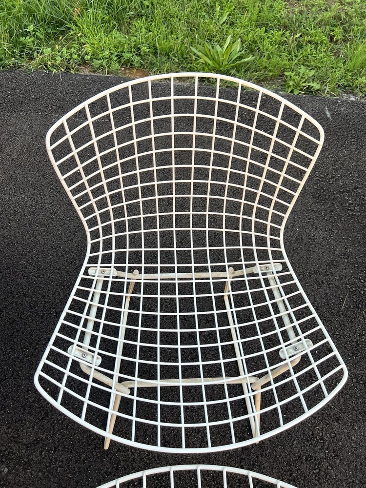 MCM Authentic Harry Bertoia KNOLL Rubberized White Wire side Chairs