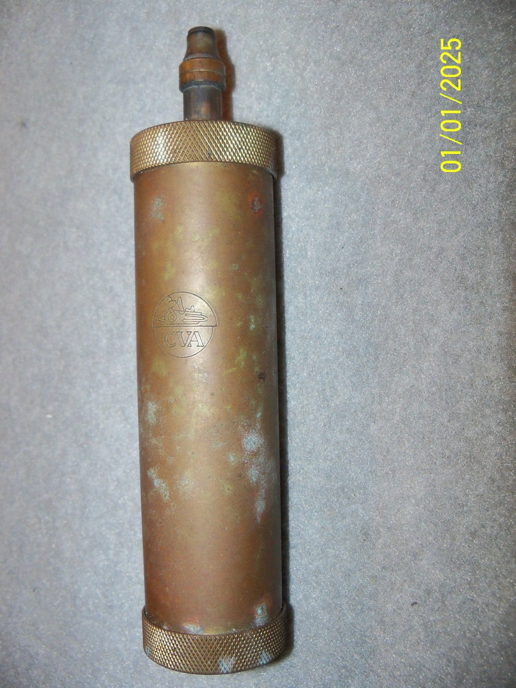 Vintage Brass CVA Black Powder Dispenser / Flask Priming Powder / Muzzle Loader