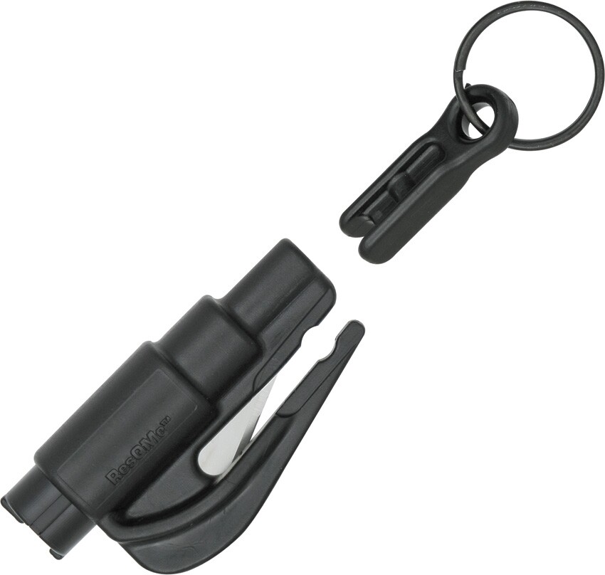 ResQme Keychain Rescue Tool Cuts Through Safety Belts Breaks Car Windows Black
