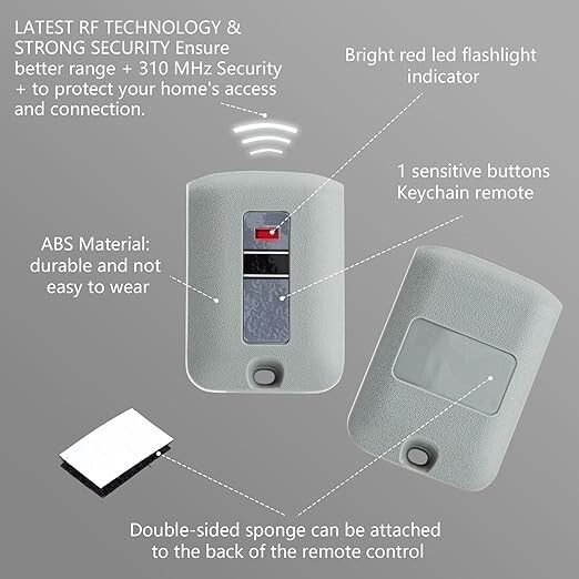 2-pack Garage Door Remote Control for 300MHz Linear Multicode Gate Opener 10 DIP