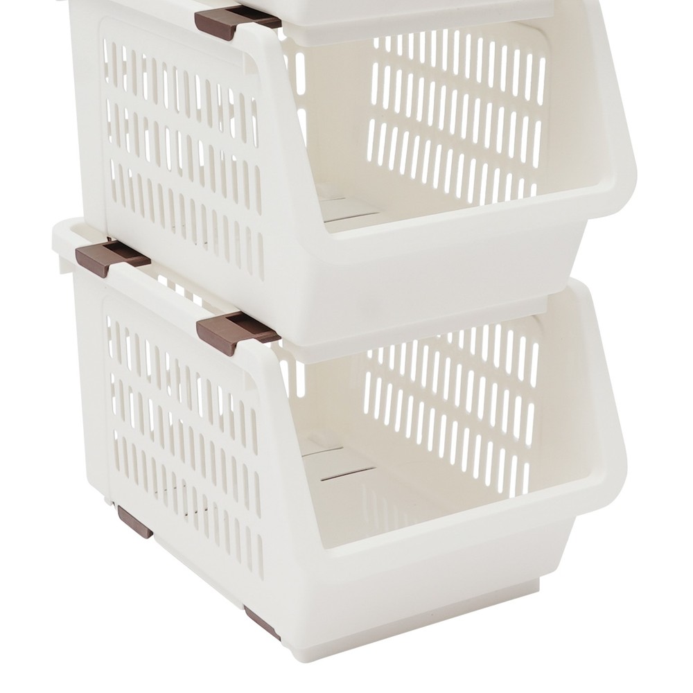 4PCS Stacking Storage Baskets Stackable Organizer Baskets Modern Storage Bins PP