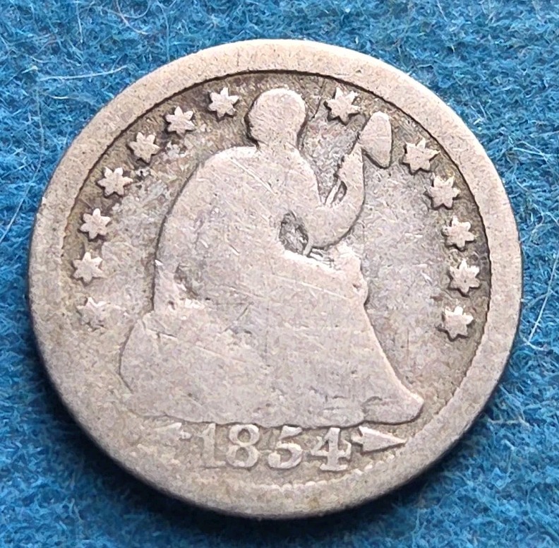 1854-O Arrows Seated Liberty Half Dime Nice !!-c