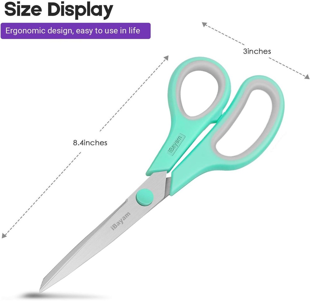 All Purpose Scissors Bulk 3-Pack Ultra Sharp 2.5mm Thick Blade Shears