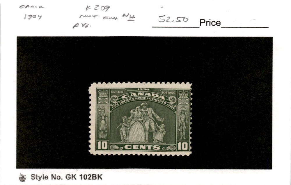 Canada, Postage Stamp, #209 Mint NH, 1934 Loyalists Monument (AD)