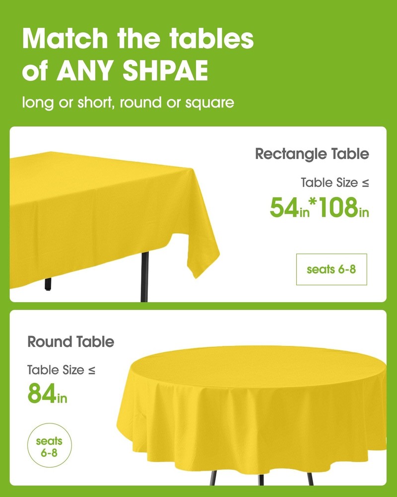 Pureegg Plastic Table Cloth Disposable 8 Pack, 54 x 108 Inch Table Cloths, Ea...