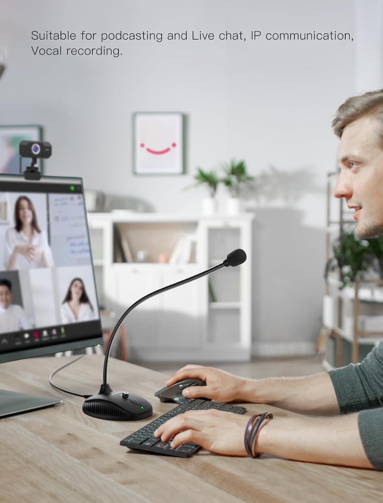 Fifine USB Computer Microphone, Plug &Play Desktop Condenser PC Laptop Mic,Mute