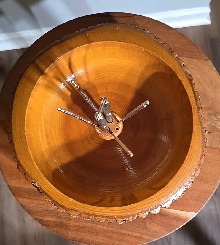 Vintage Nut Cracker & Picks Set Tree Bark Wood Bowl