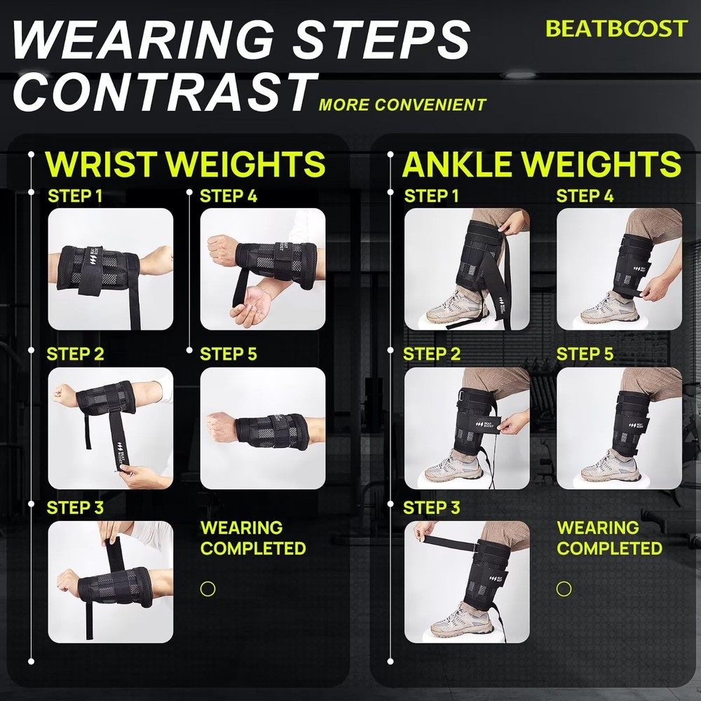 Ankle Wrist Weights 25lb Adjustable Leg Arm Weights for Men Walking Pilates E...
