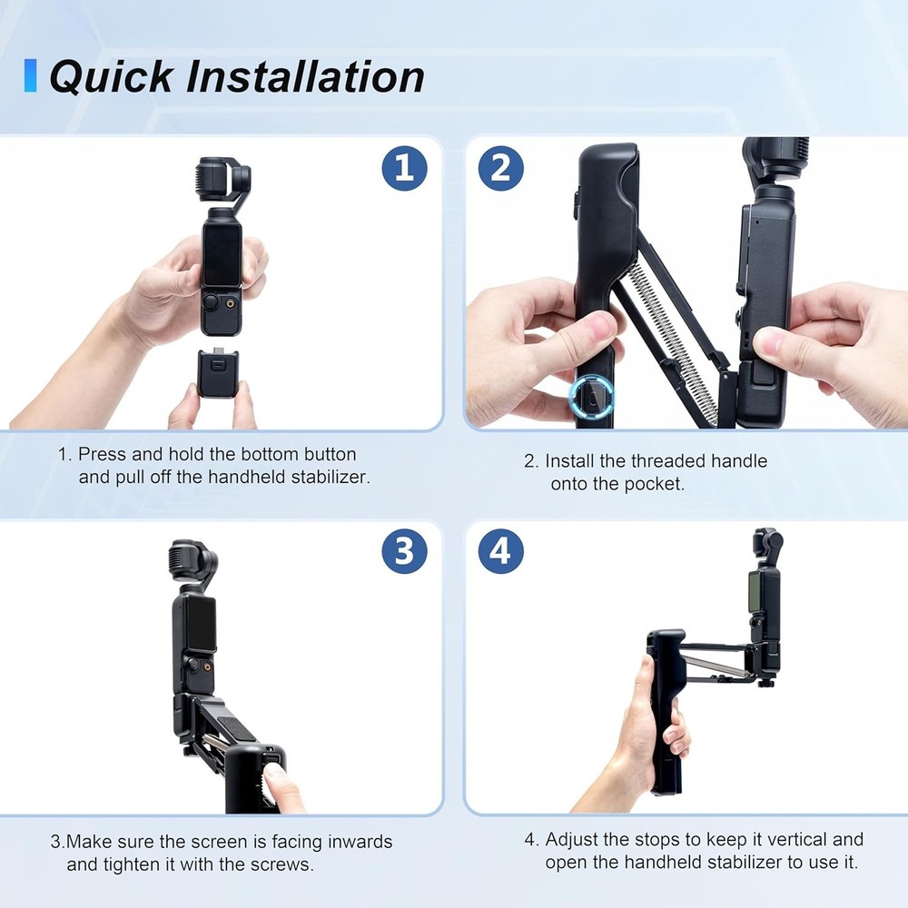 OSMO Pocket 3 Handheld Stabilizer, Mini Z-Axis Anti-Shake Handle Grip Holder ...