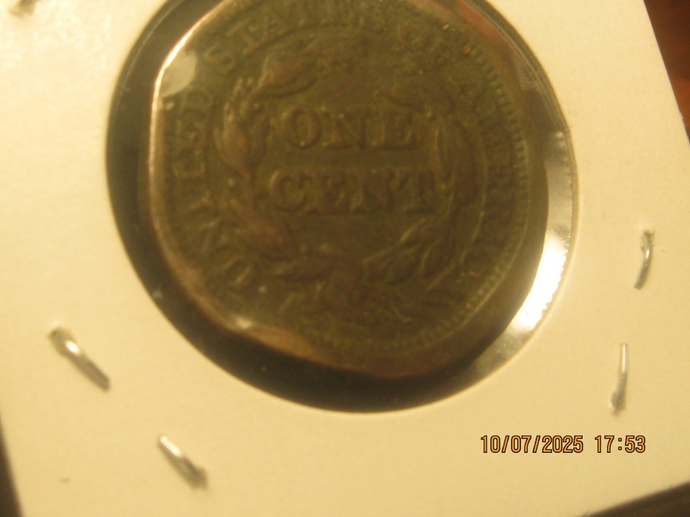 1844 LARGE CENT COPPER