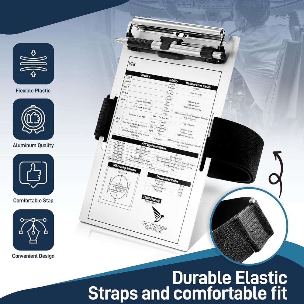 Durable Pilot Kneeboard - Lightweight Aluminum with Quick Access Pen Holder