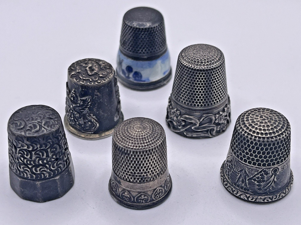 6 Sterling Silver Vintage Thimbles