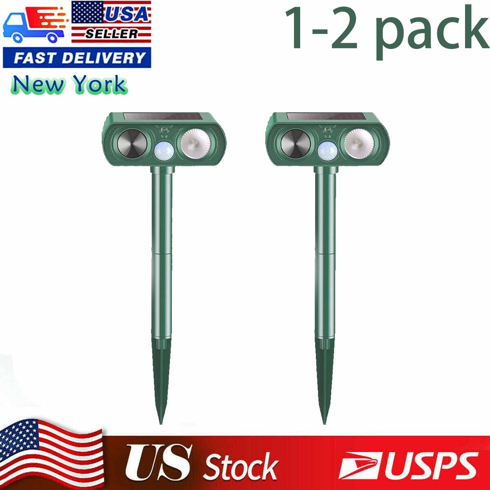1-2 Pack Solar Garden Animal Repeller Sensor Motion Activated