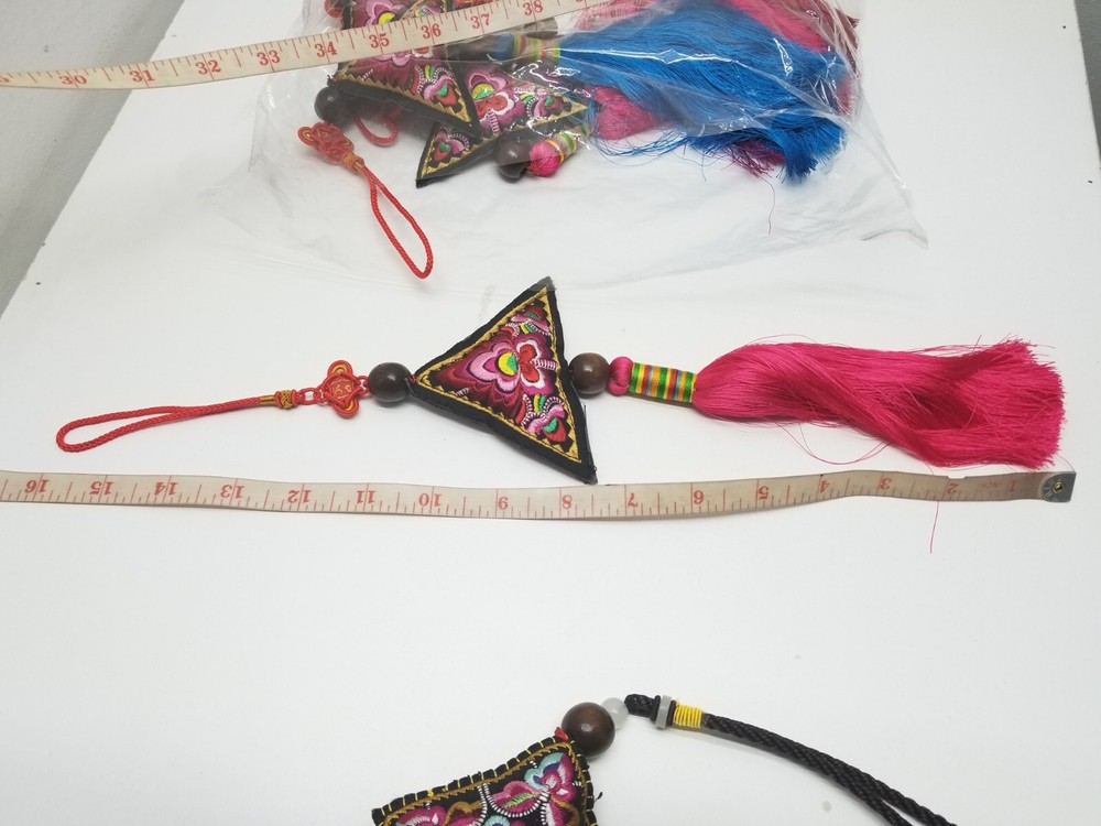Embroidered Lucky Charm Floral with Tassel Lamp Pull Chain