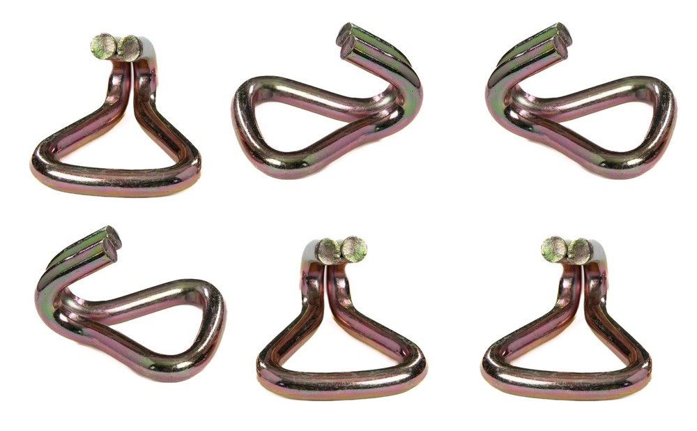6 pcs - 2" Heavy Duty Double J Wire Hook tie down strap cargo webbing rigging