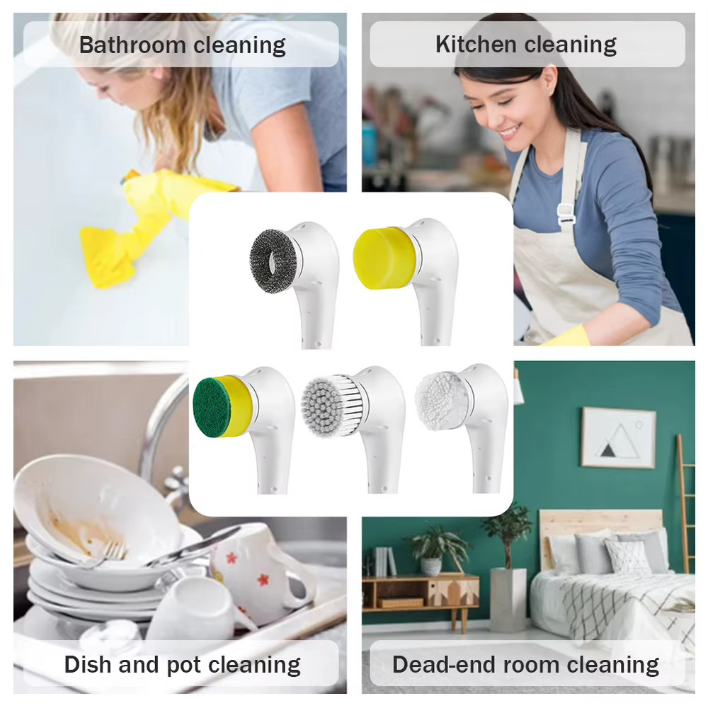 5Pcs Practical Replace Brush Head Set Convenient Electric Handheld Scrubber Head
