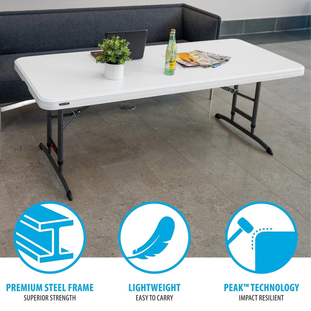 6-Foot Adjustable Height Nesting Table, Commercial, White Granite