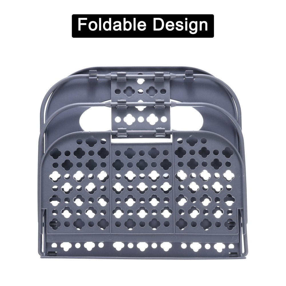 Collapsible Laundry Basket with Handle, Clothes Storage Organizer, Grey