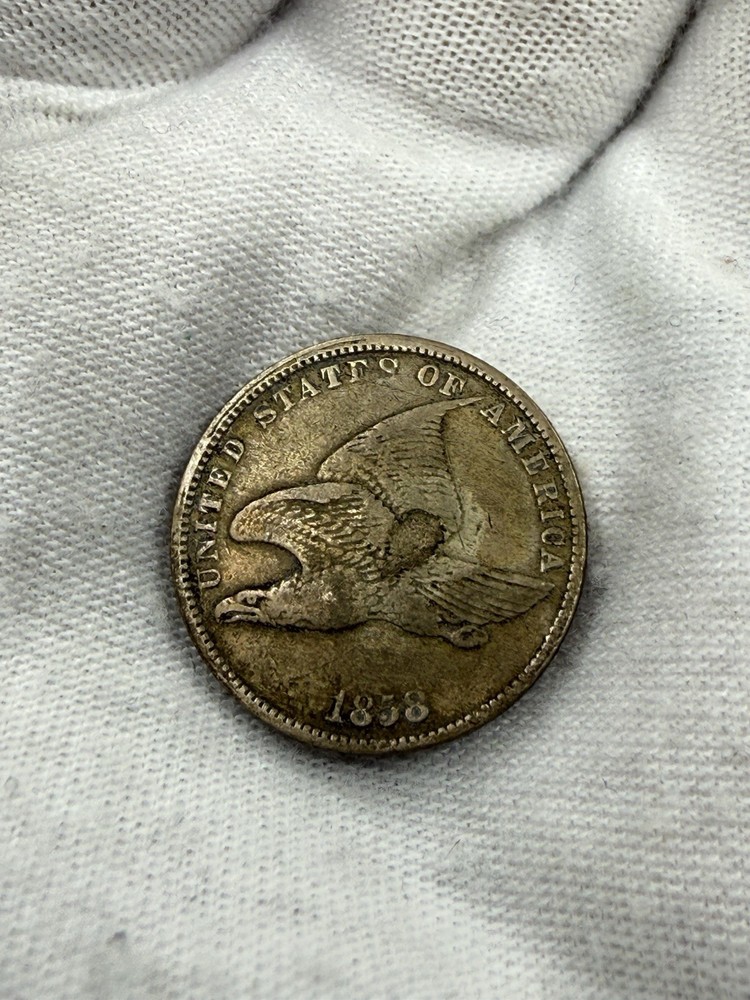 1858 SMALL LETTER Flying Eagle Cent Penny N95