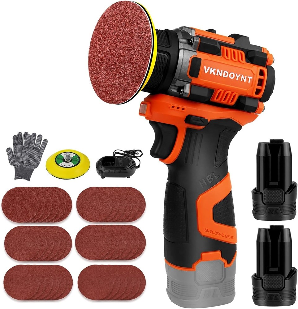 Brushless Small Sander with 36PCS Sandpapers, 2 Variable Speed Cordless Sander