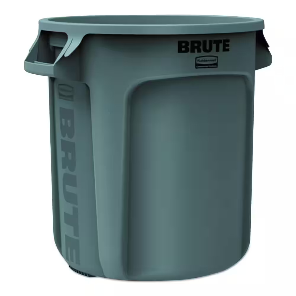 Brute 10 Gal. Gray Plastic round Trash Can