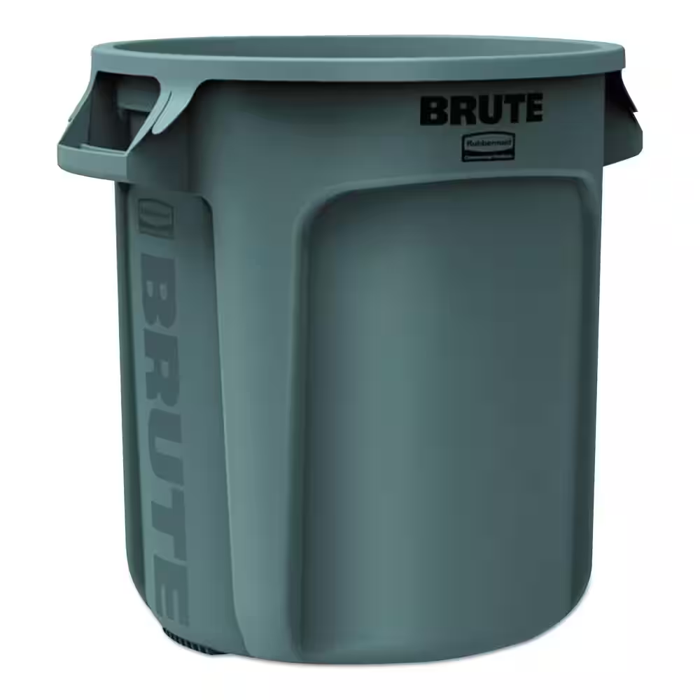 Brute 10 Gal. Gray Plastic round Trash Can