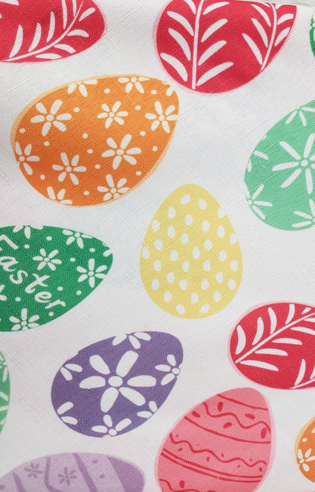 Printed Fabric Tablecloth 60"x84" Oblong (6-8 people) MULTICOLOR EASTER EGGS,EHD