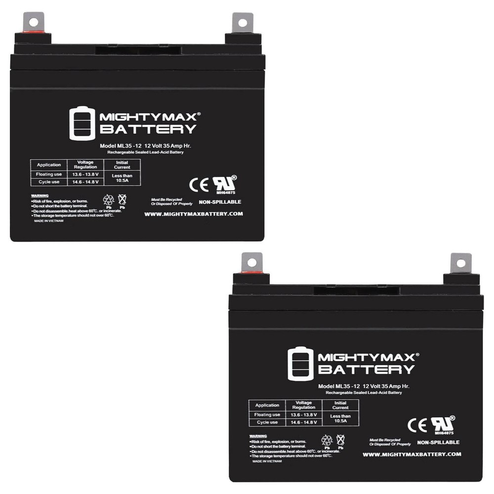 Mighty Max 2 Pack - 12V 35Ah Pride Mobility Jazzy Select GT Replacement Battery
