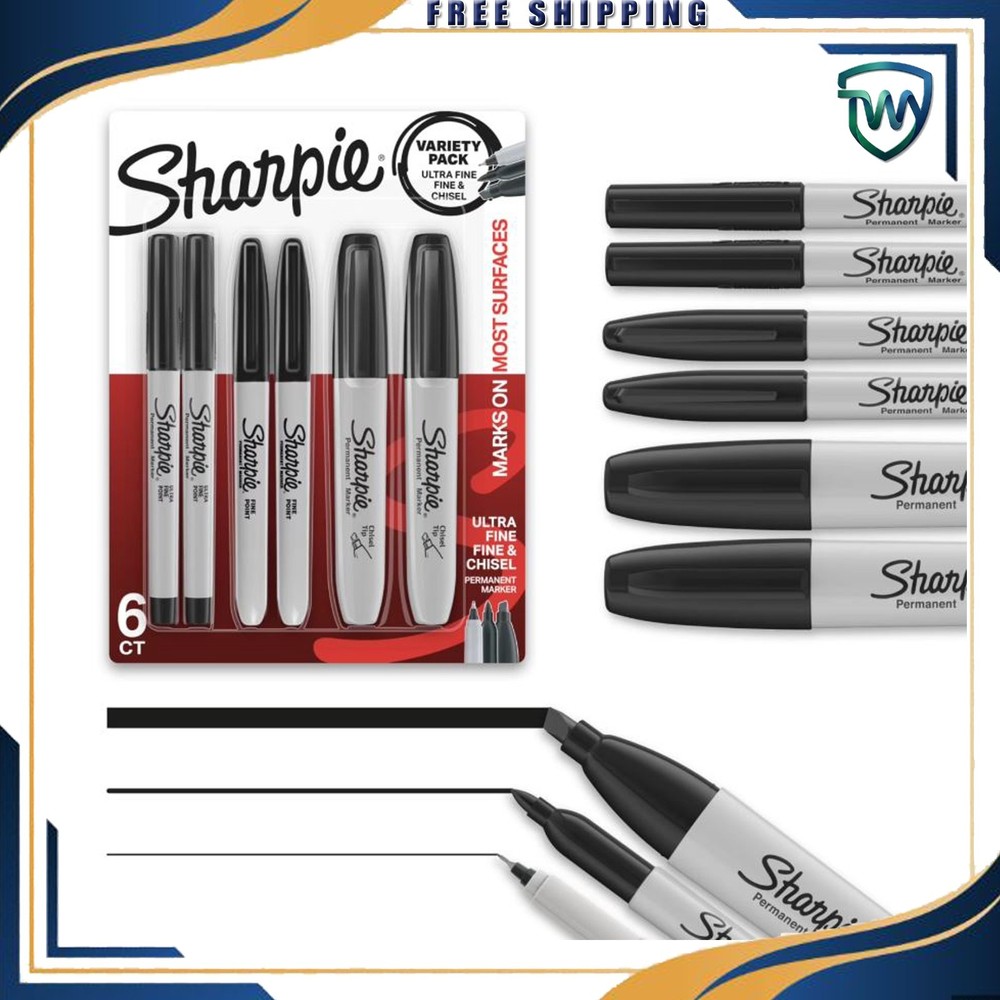 Sharpie Permanent Markers 6 Pack Chisel Fine Ultra