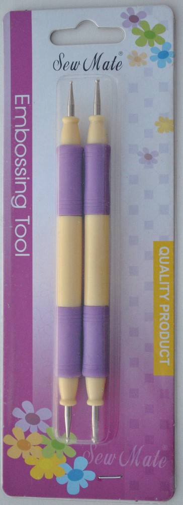 Embossing Tool Double Pack w/ 4 Diff Tips Emboss Transfer Texture Applicator NEW