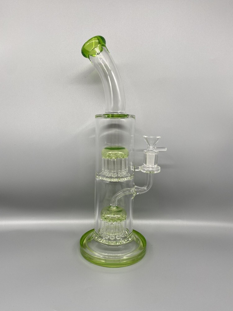 14” Hookah Water Pipe Double Arms Chambers Thick Glass