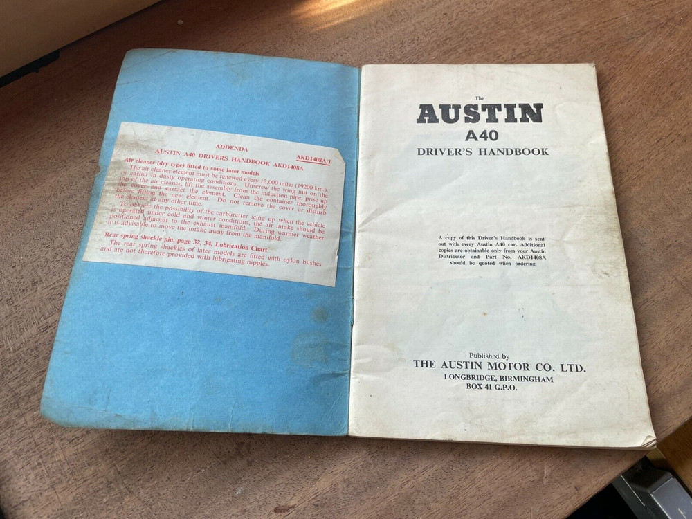 Austin A40 Mk 1 Drivers Handbook