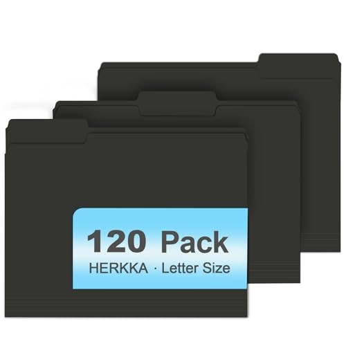 File Folder,  120 Pack 1/3 Cut Tab File Folders, File Folders Great for Black