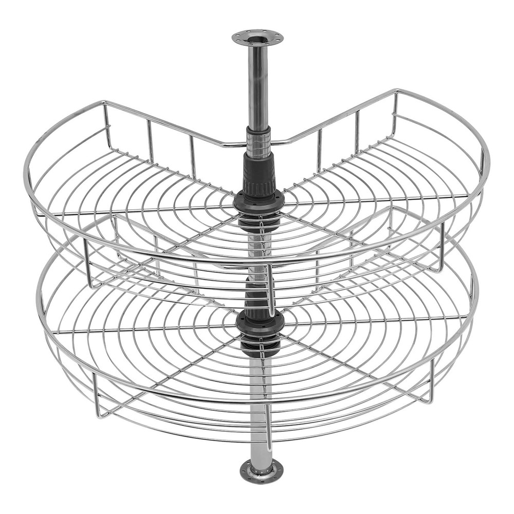24" Kidney Chrome 2-Shelf Lazy Susan Kitchen Base Cabinet Corner Organizer Rack