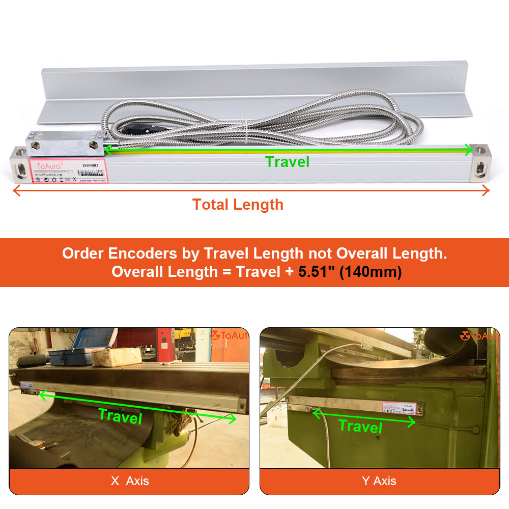 ToAuto Digital Readout 2/3 Axis DRO w/ Linear Scale 5μm Glass Encoder for CNC,US