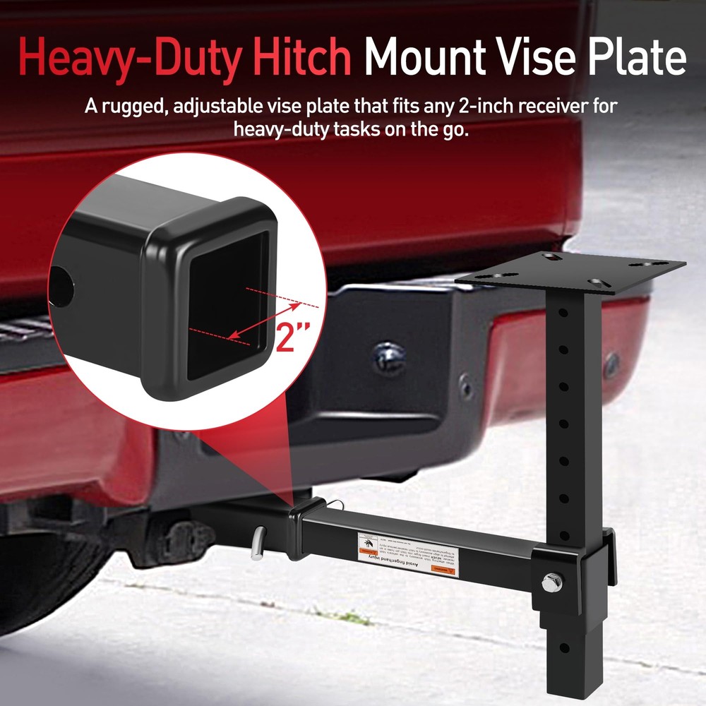 Hitch Mount Vise Plate Holder Mounting Heavy Duty Adjustable Durable Receiver